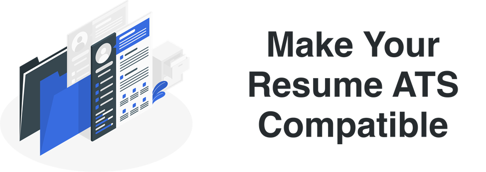  Illustration of resumes and folders with 'Make Your Resume ATS Compatible' text, highlighting key tips for ATS-friendly resumes.