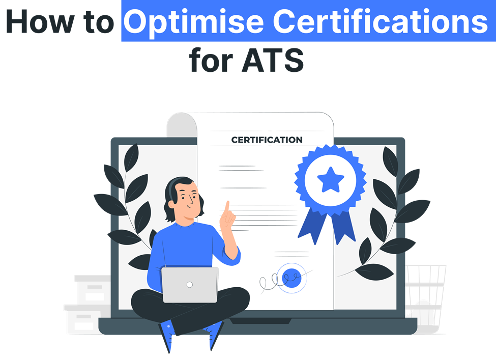 Person seated with a laptop, reviewing a certification document, illustrating ATS optimization strategies for better resume ranking.