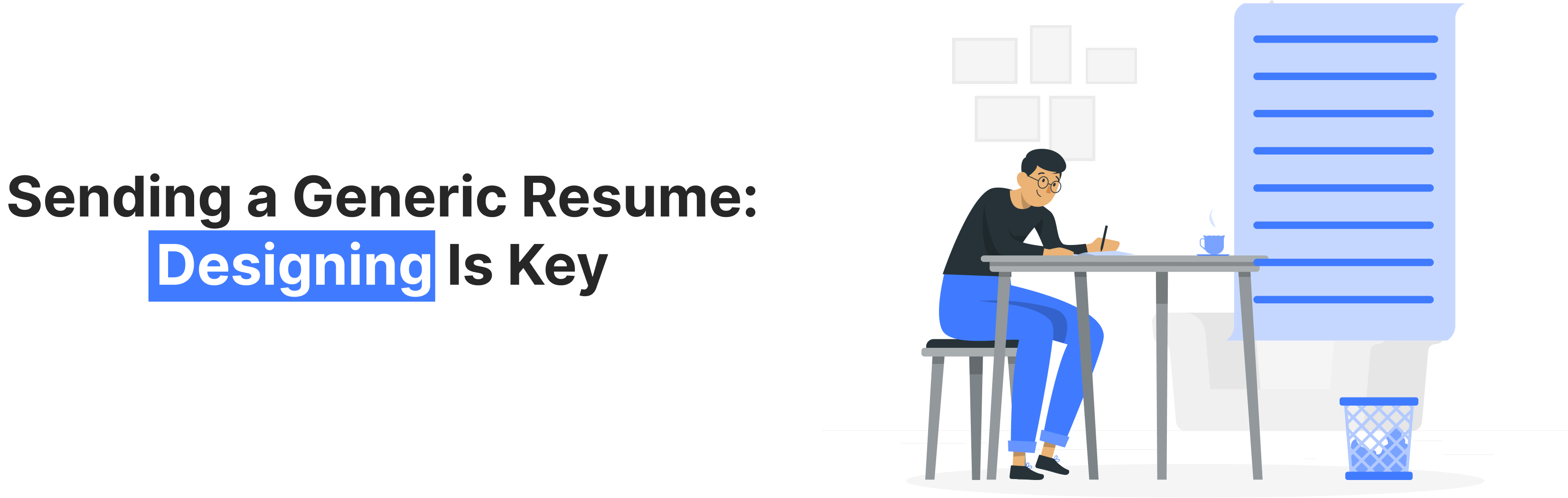 Man writing a resume at desk, illustrating the importance of resume design and avoiding poor formatting mistakes in job applications.