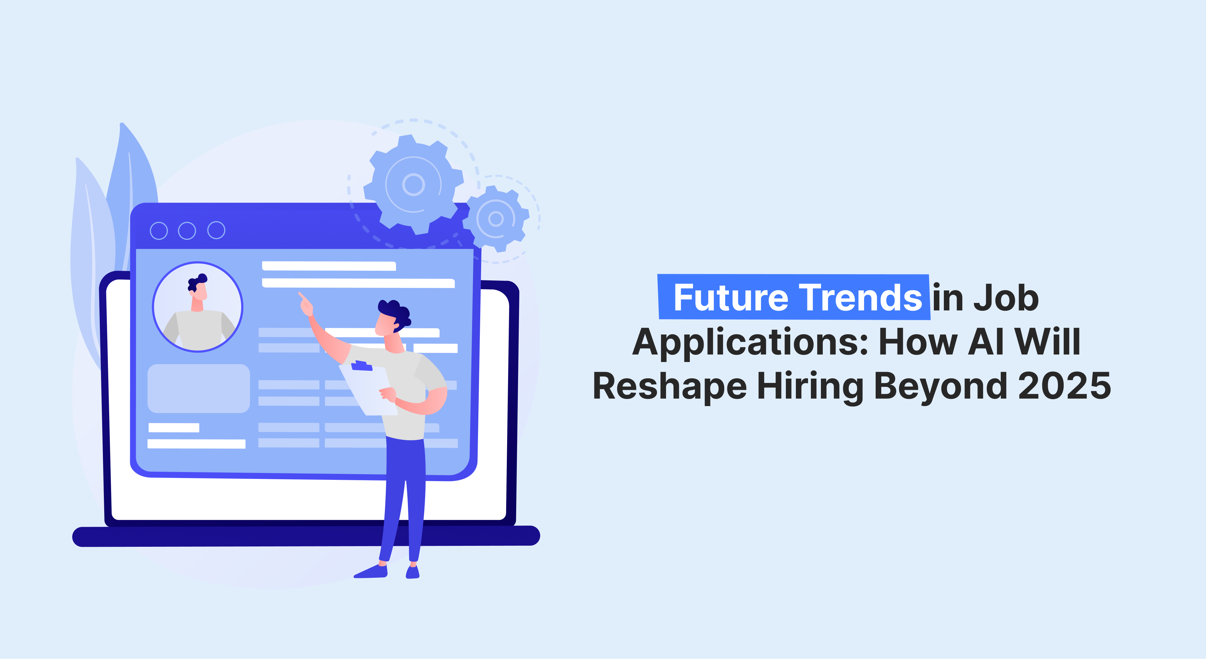 Person pointing to a digital resume on a laptop, illustrating future trends in job applications and how AI will reshape hiring beyond 2025.