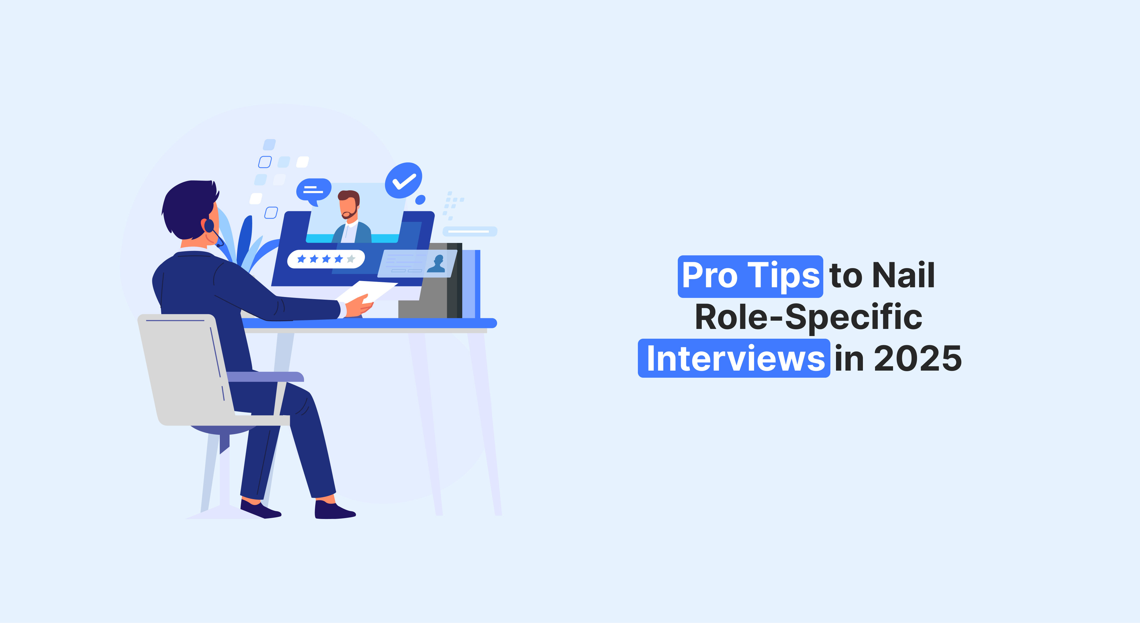 Businessperson in a video interview, discussing job tips for 2025.