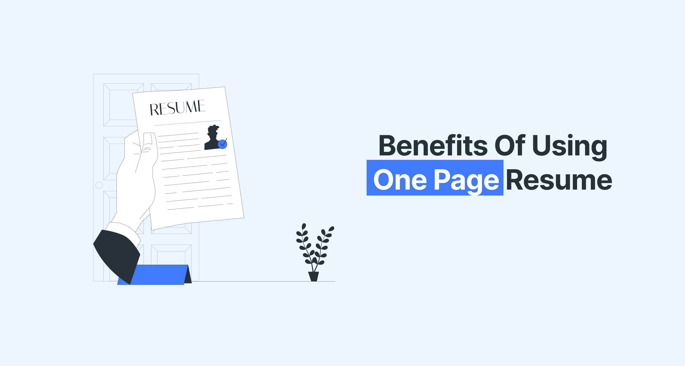 Hand holding a resume, emphasizing the key benefits of using a one-page resume for job applications and professional impact.