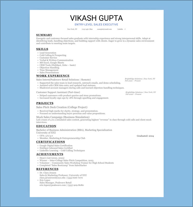 Entry Level Sales Executive Resume - Entry Level Sales Resume Template 2 745x800 