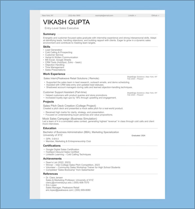 Entry Level Sales Executive Resume - Entry Level Sales Resume Template 745x800 