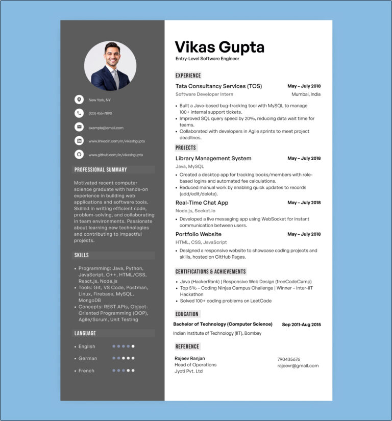 Entry Level Software Engineer Resume - Entry Level Software Resume Template 768x825 