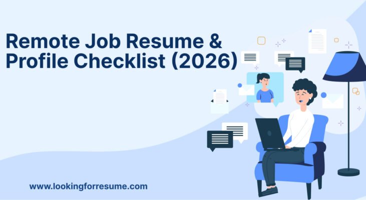 Remote professional updating a resume and online profile, illustrating a checklist to prepare job applications for remote roles in 2026.
