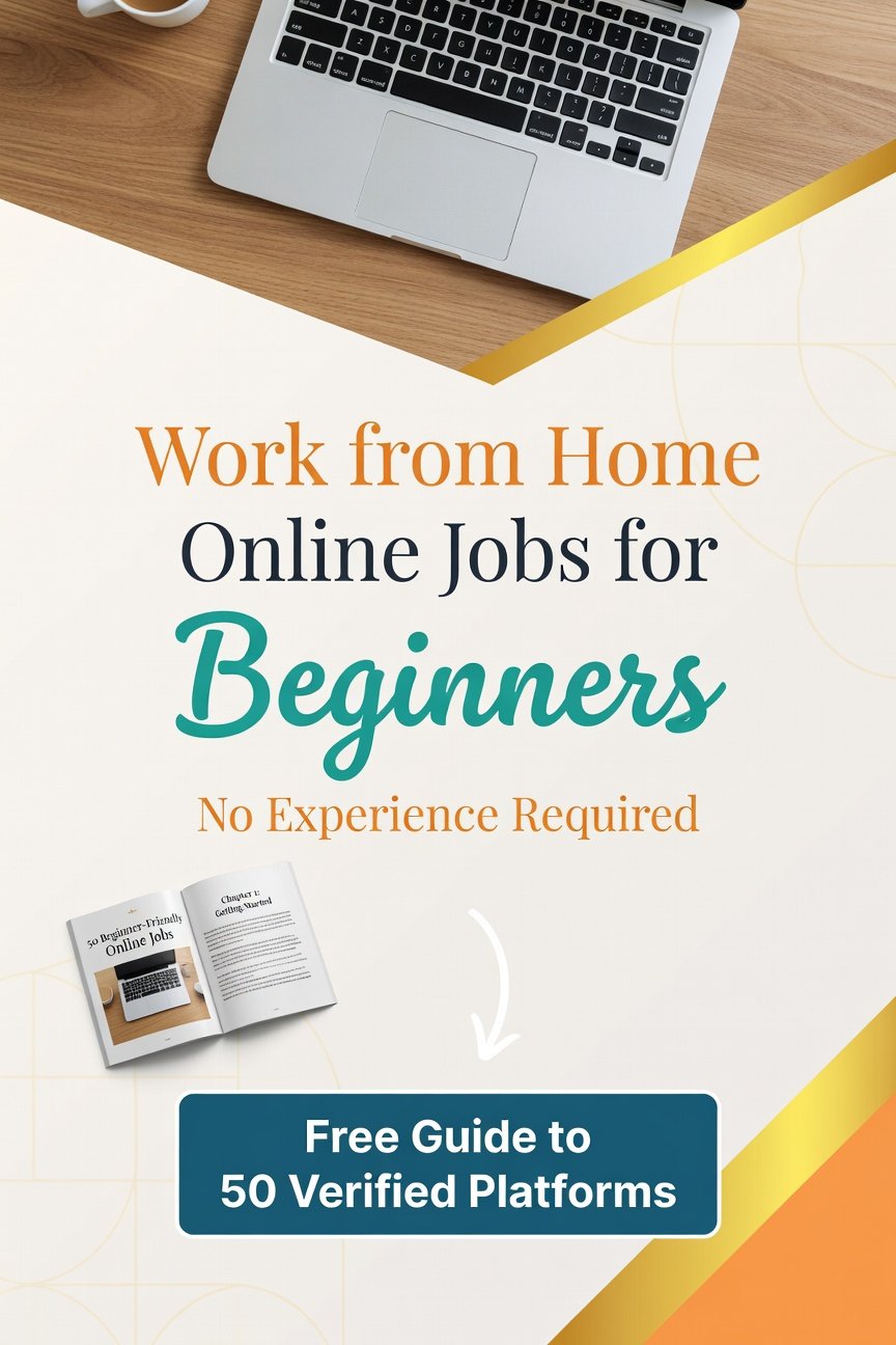 50 Beginner-Friendly Online Jobs ebook cover - Free guide for students and parents - No experience required