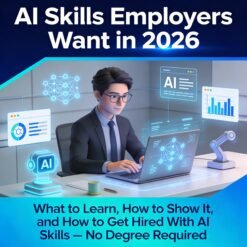 AI Skills Employers Want in 2026 ebook cover showing artificial intelligence career guide for job seekers
