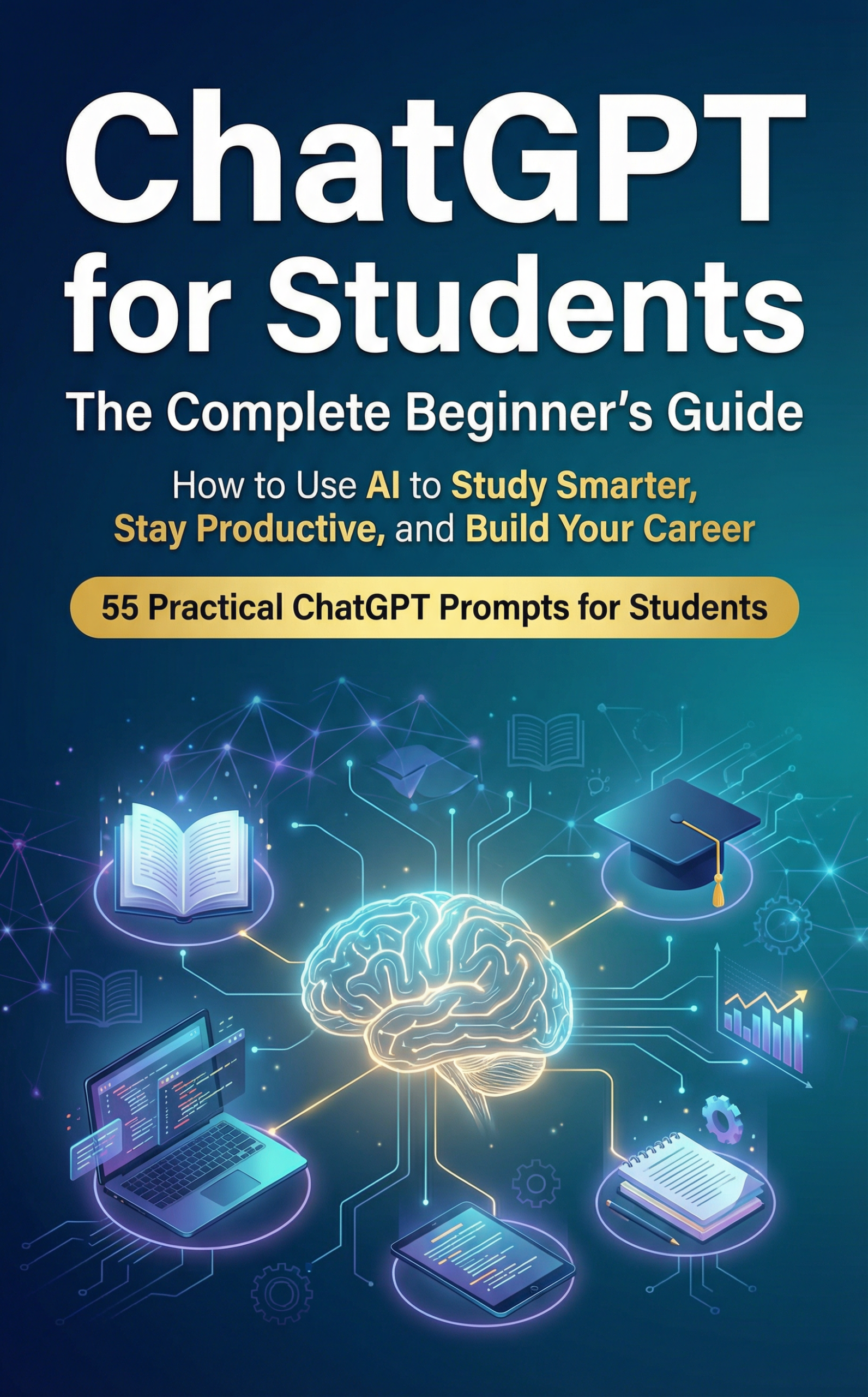 ChatGPT for Students ebook cover showing guide to studying smarter with AI tools
